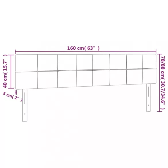 sötétszürke bársony LED-es fejtámla 160x5x78/88 cm