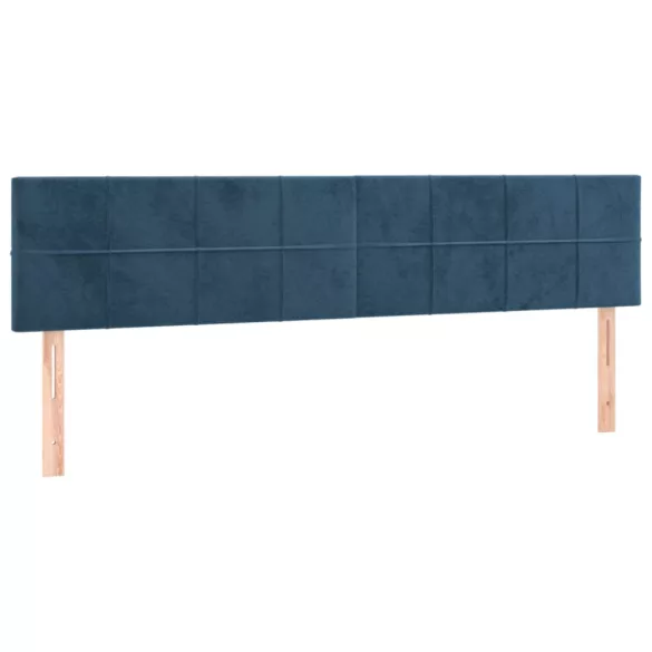 sötétkék bársony LED-es fejtámla 160x5x78/88 cm