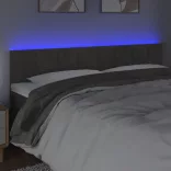 sötétszürke bársony LED-es fejtámla 180x5x78/88 cm