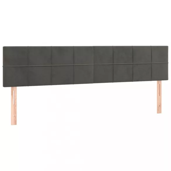 sötétszürke bársony LED-es fejtámla 180x5x78/88 cm