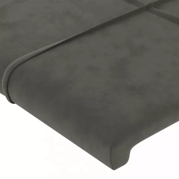 sötétszürke bársony LED-es fejtámla 180x5x78/88 cm