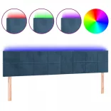 sötétkék bársony LED-es fejtámla 180x5x78/88 cm