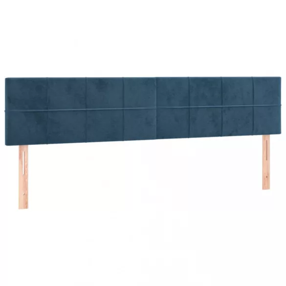 sötétkék bársony LED-es fejtámla 180x5x78/88 cm