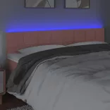 rózsaszín bársony LED-es fejtámla 180x5x78/88 cm
