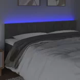 sötétszürke bársony LED-es fejtámla 200x5x78/88 cm