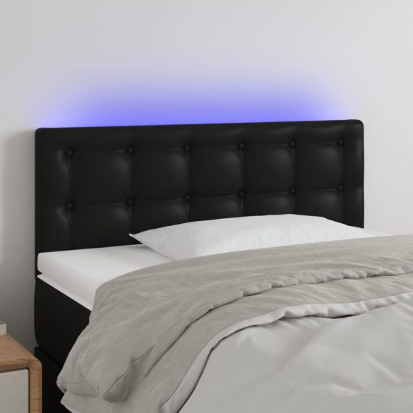 fekete műbőr LED-es fejtámla 80 x 5 x 78/88 cm