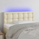 krémszínű műbőr LED-es fejtámla 80 x 5 x 78/88 cm