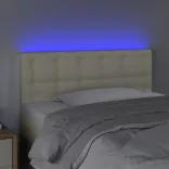 krémszínű műbőr LED-es fejtámla 80 x 5 x 78/88 cm
