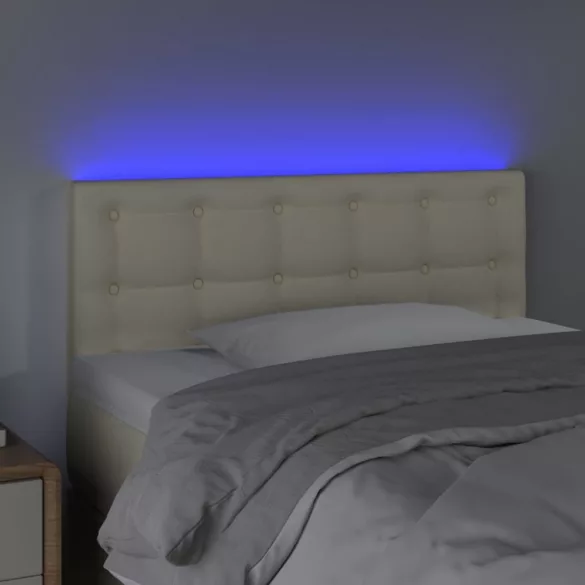 krémszínű műbőr LED-es fejtámla 80 x 5 x 78/88 cm