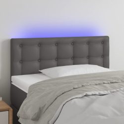 szürke műbőr LED-es fejtámla 80 x 5 x 78/88 cm