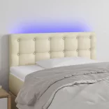 krémszínű műbőr LED-es fejtámla 90 x 5 x 78/88 cm