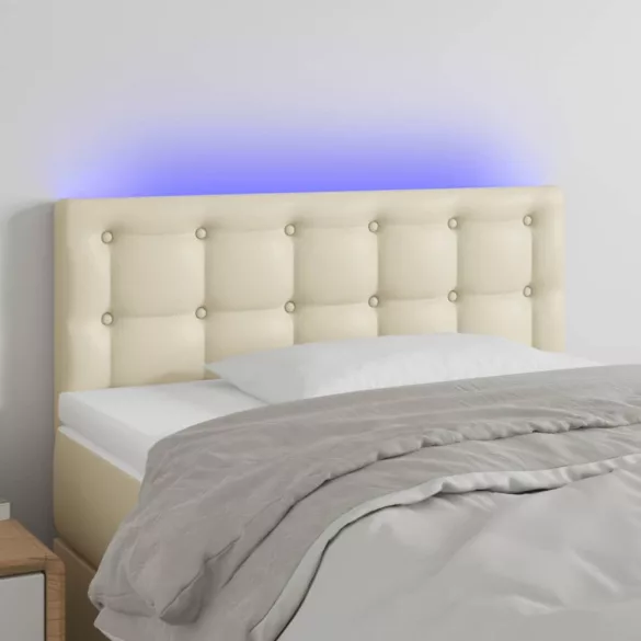 krémszínű műbőr LED-es fejtámla 90 x 5 x 78/88 cm