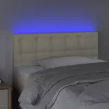 krémszínű műbőr LED-es fejtámla 90 x 5 x 78/88 cm