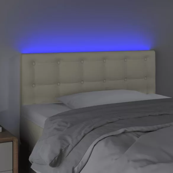 krémszínű műbőr LED-es fejtámla 90 x 5 x 78/88 cm