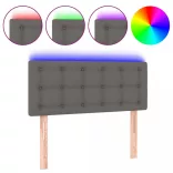 szürke műbőr LED-es fejtámla 90 x 5 x 78/88 cm