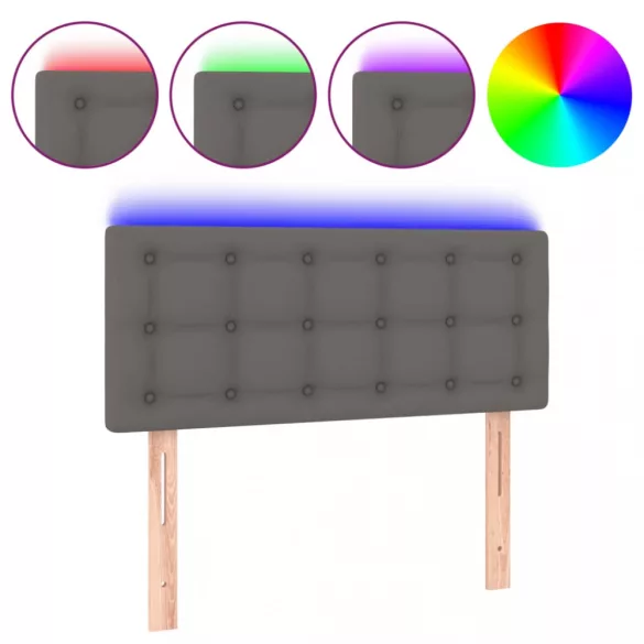 szürke műbőr LED-es fejtámla 90 x 5 x 78/88 cm