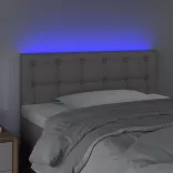szürke műbőr LED-es fejtámla 90 x 5 x 78/88 cm