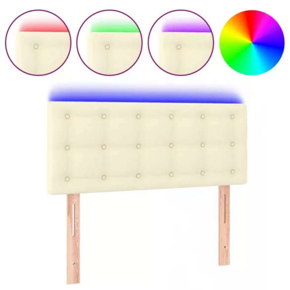 krémszínű műbőr LED-es fejtámla 100 x 5 x 78/88 cm