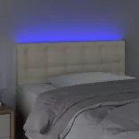 krémszínű műbőr LED-es fejtámla 100 x 5 x 78/88 cm