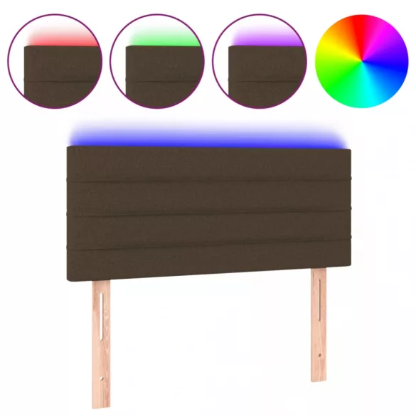 sötétbarna szövet LED-es fejtámla 80 x 5 x 78/88 cm