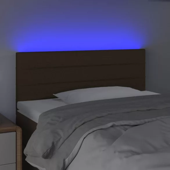 sötétbarna szövet LED-es fejtámla 90x5x78/88 cm
