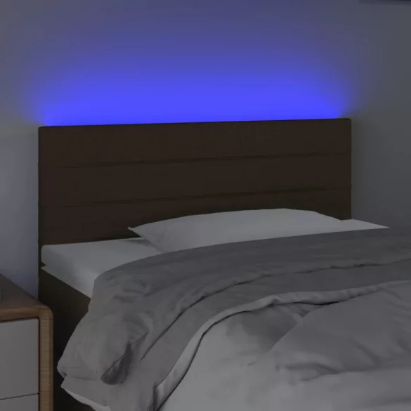 sötétbarna szövet LED-es fejtámla 100x5x78/88 cm
