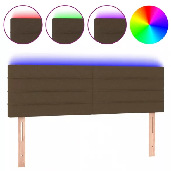 sötétbarna szövet LED-es fejtámla 144x5x78/88 cm