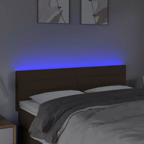 sötétbarna szövet LED-es fejtámla 144x5x78/88 cm