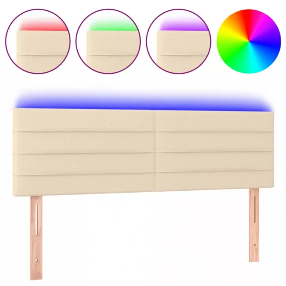 krémszínű szövet LED-es fejtámla 144x5x78/88 cm