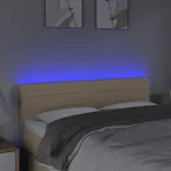 krémszínű szövet LED-es fejtámla 144x5x78/88 cm