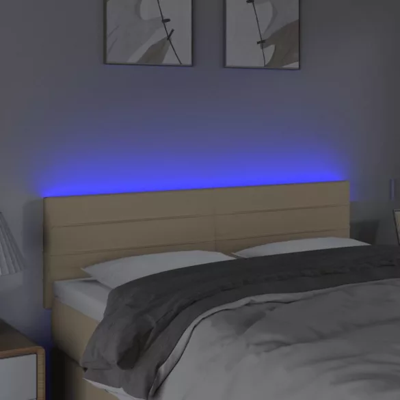 krémszínű szövet LED-es fejtámla 144x5x78/88 cm