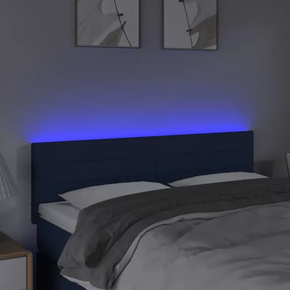 kék szövet LED-es fejtámla 144x5x78/88 cm