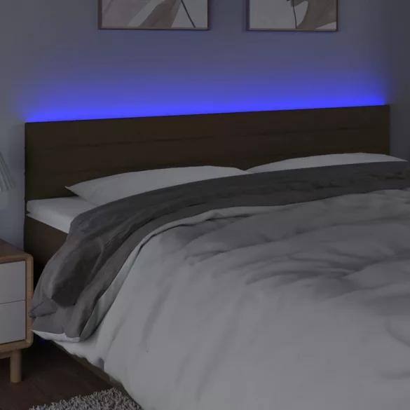 sötétbarna szövet LED-es fejtámla 160x5x78/88 cm