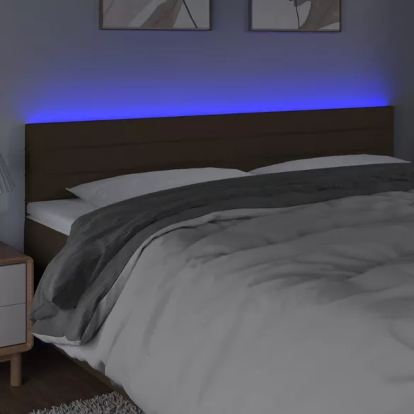 sötétbarna szövet LED-es fejtámla 180x5x78/88 cm
