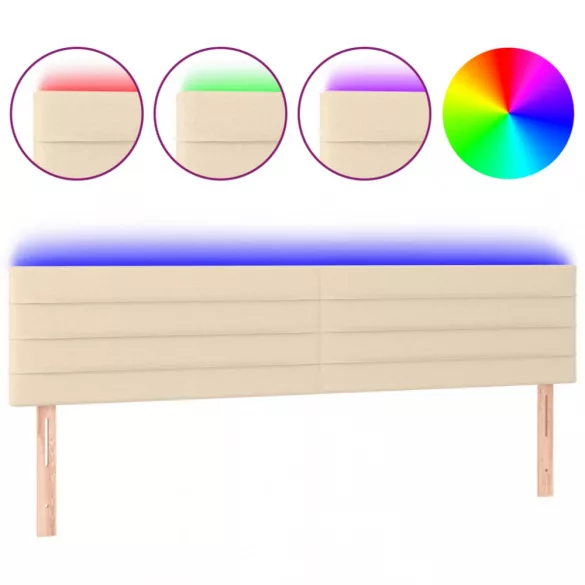 krémszínű szövet LED-es fejtámla 200x5x78/88 cm