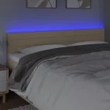 krémszínű szövet LED-es fejtámla 200x5x78/88 cm