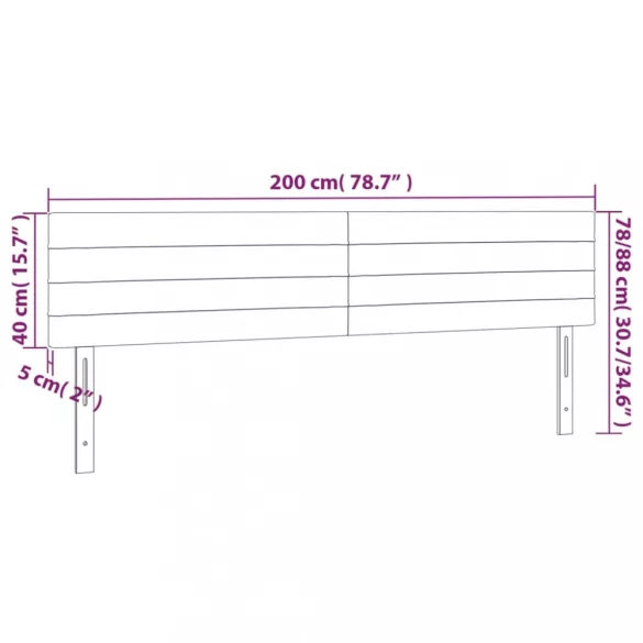 krémszínű szövet LED-es fejtámla 200x5x78/88 cm