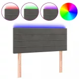 sötétszürke bársony LED-es fejtámla 80 x 5 x 78/88 cm