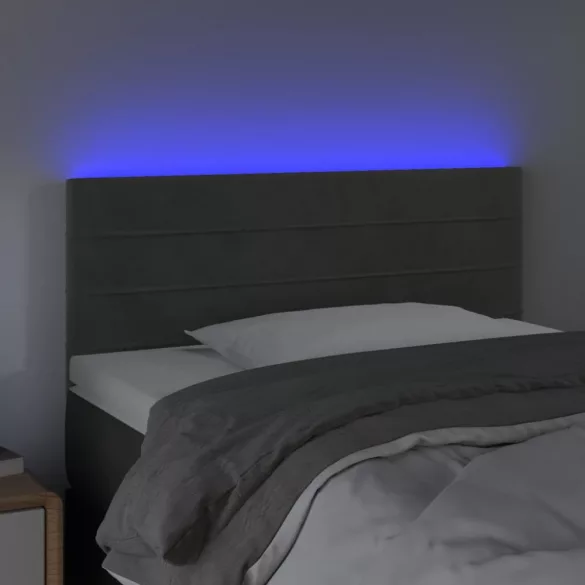 sötétszürke bársony LED-es fejtámla 80 x 5 x 78/88 cm