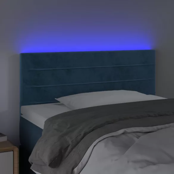 sötétkék bársony LED-es fejtámla 80 x 5 x 78/88 cm