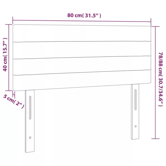 sötétkék bársony LED-es fejtámla 80 x 5 x 78/88 cm
