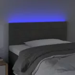 sötétszürke bársony LED-es fejtámla 90x5x78/88 cm