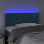 sötétkék bársony LED-es fejtámla 90x5x78/88 cm