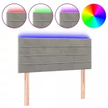 világosszürke bársony LED-es fejtámla 100x5x78/88 cm