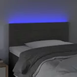 sötétszürke bársony LED-es fejtámla 100x5x78/88 cm