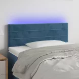 sötétkék bársony LED-es fejtámla 100x5x78/88 cm