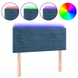sötétkék bársony LED-es fejtámla 100x5x78/88 cm