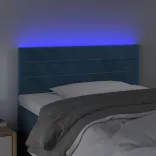 sötétkék bársony LED-es fejtámla 100x5x78/88 cm