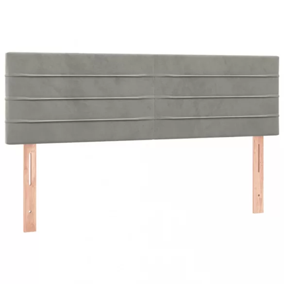 világosszürke bársony LED-es fejtámla 144x5x78/88 cm