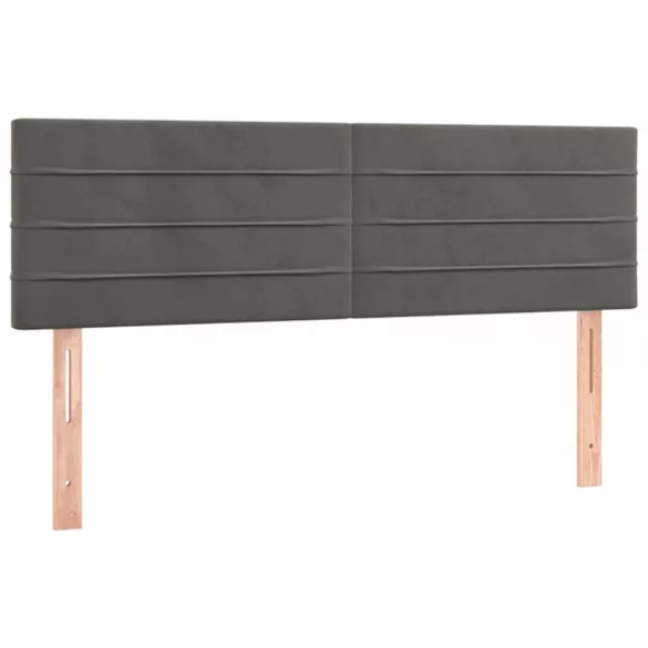 sötétszürke bársony LED-es fejtámla 144x5x78/88 cm